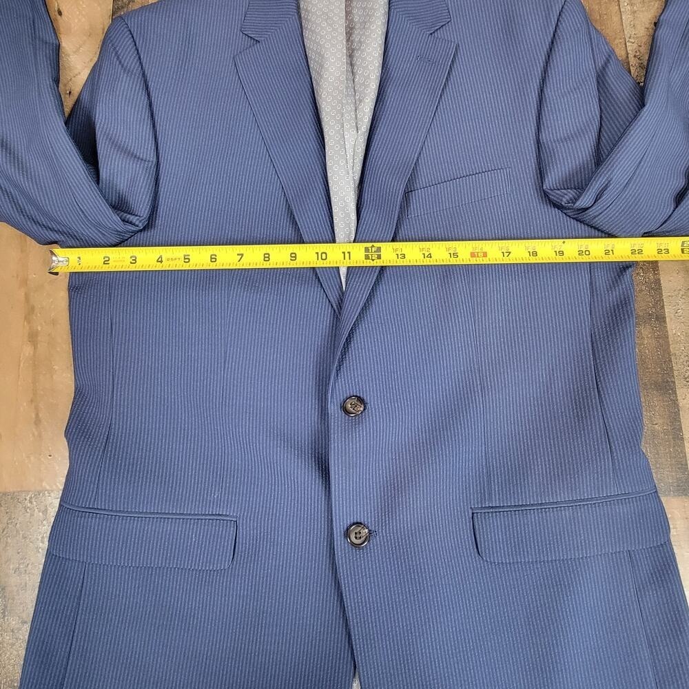 Ralph Lauren Green Label Textured Navy Mens 44L Blazer Sport Jacket Pinstripe - Picture 9 of 13
